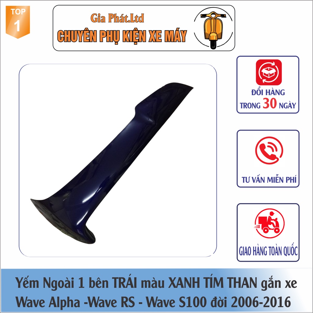 Yếm ngoài 2 BÊN nhựa ABS BỀN ĐẸP cao cấp gắn xe máy Wave Anpha,wave S100, wave RS mới đời 2006-2016 - màu XANH TÍM THAN