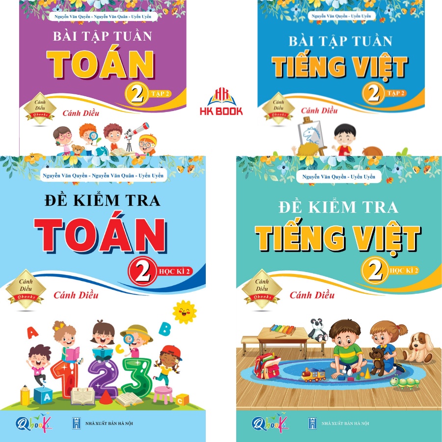 Sách - Combo Bài Tập Tuần và Đề Kiểm Tra Toán và Tiếng Việt lớp 2 - Cánh Diều - Học Kì 2 (4 cuốn)