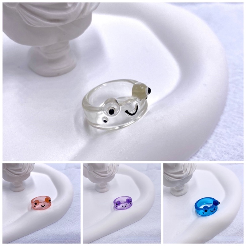 Nhẫn Ếch Acrylic Trong Suốt Hiện Đại Năng Động Dành Cho Các Cặp Đôi