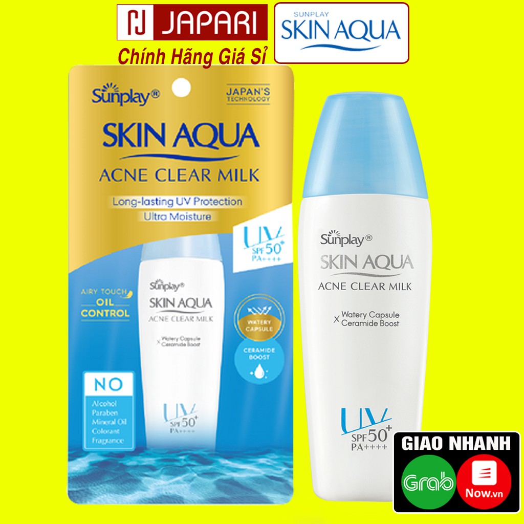 Kem Chống Nắng Sunplay Skin Aqua Acne Clear Milk Ngăn Ngừa Mụn Kcn Cho Da Mặt Nhờn Mụn Chính Hãng Nhật Mỹ Phẩm JAPARI