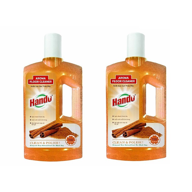 Bộ 2 Nước Lau Sàn Thảo Mộc Hando Tinh Dầu Quế 1 Lít