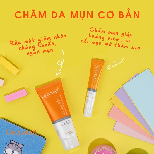 Gel rửa mặt giảm nhờn cho da mụn Decumar 100g – Giúp làm sạch sâu, sáng da, giữ ẩm cho da
