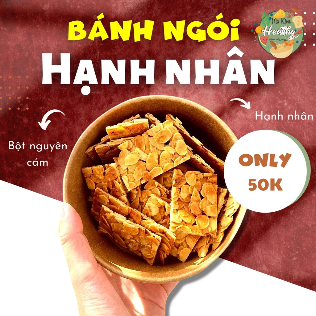 Bánh giảm cân không đường, bánh NGÓI HẠNH NHÂN MS.KIM HEALTHY - 350gr - Bánh ăn vặt không béo, ít calo | BigBuy360 - bigbuy360.vn