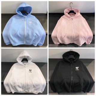 áo khoác vải nỉ lót bông dày dặn thêu trái tim