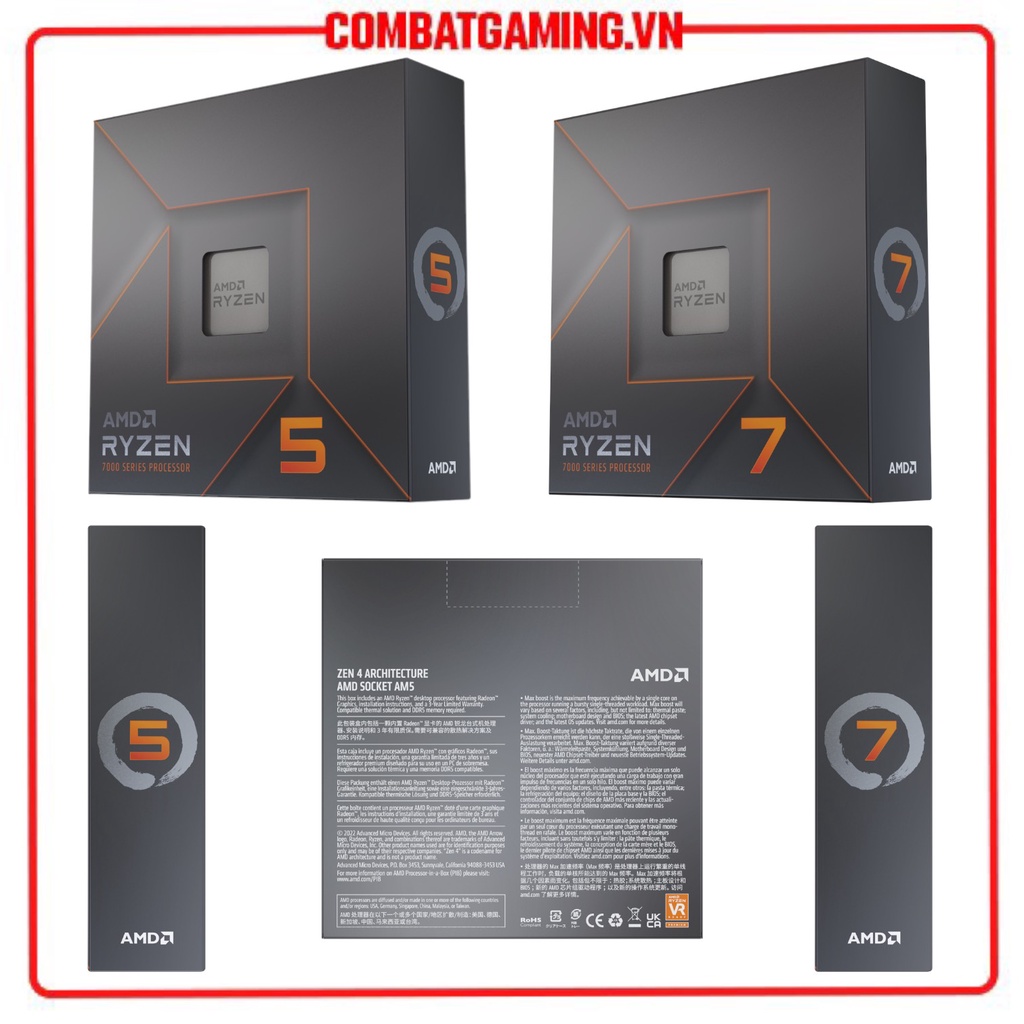 Bộ Vi Xử Lý AMD Ryzen 5 7600X & Ryzen 7 7700X - Combo X670 B650M Hàng Chính Hãng