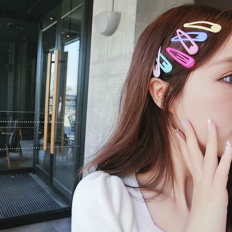 Kẹp Tóc BB / Kẹp Tóc Kim Loại Hình Giọt Nước Màu Kẹo Thời Trang Hàn Quốc Ngọt Ngào Cho Bé Gái