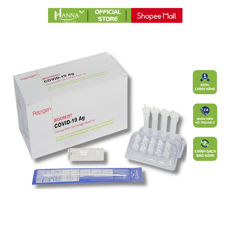 Test BioCredit Hàn Quốc (Hộp 20 test) Rapigen, lấy dịch tỵ hầu, có kết quả sau 5p, tiện lợi, dễ dàng sử dụng