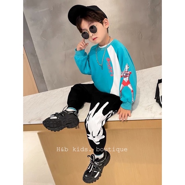 Bộ quần áo dài tay chất liệu da cá mềm mại từ 16-28kg❤️Bộ quần áo thu đông bé trai