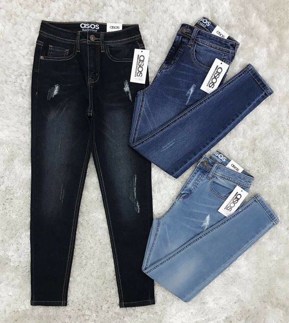 Quần jean skinny xước nhẹ 9 tấc - jean166