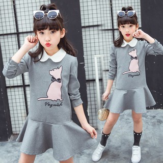 ✨CindyMom✨ Đầm suông đuôi cá dài tay thời trang đáng yêu cho bé Quần áo trẻ em