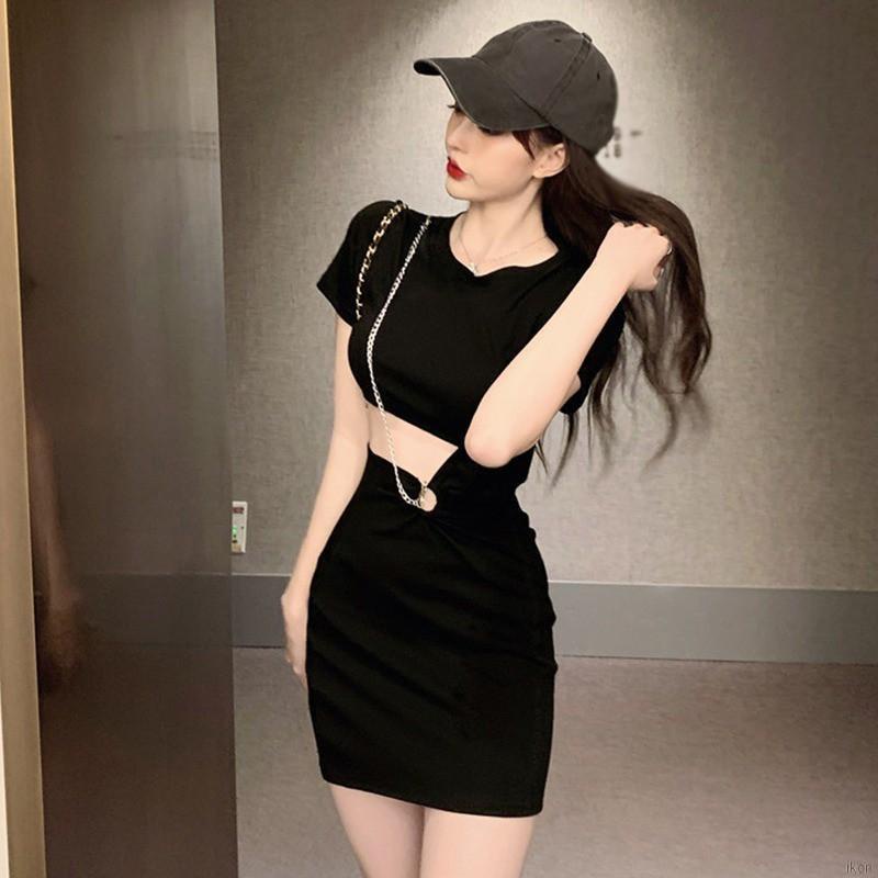 Đầm Tay Ngắn Màu Đen Thiết Kế Mỏng Thời Trang Mùa Hè Theo Phong Cách Pháp Cho Nữ