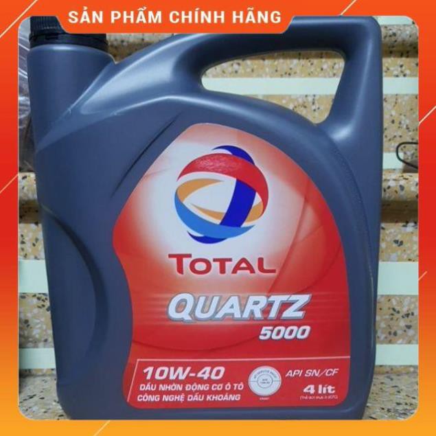 Mua Ngay Dầu nhớt động cơ 10W40 ô tô TOTAL QUARTZ 5000 SN CF 4 lít L oto xe hơi