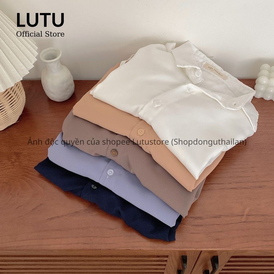 Áo Sơ Mi Cổ Đức Dài Tay Vạt Bầu Thắt Nơ Chất Lụa Trượt Tằm Siêu Mát