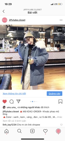 [ORDER] Áo khoác phao lì