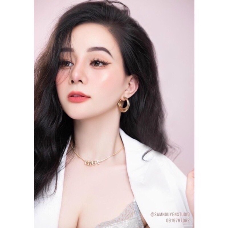 Dây chuyền titan chữ di .or cam kết k đen k gỉ
