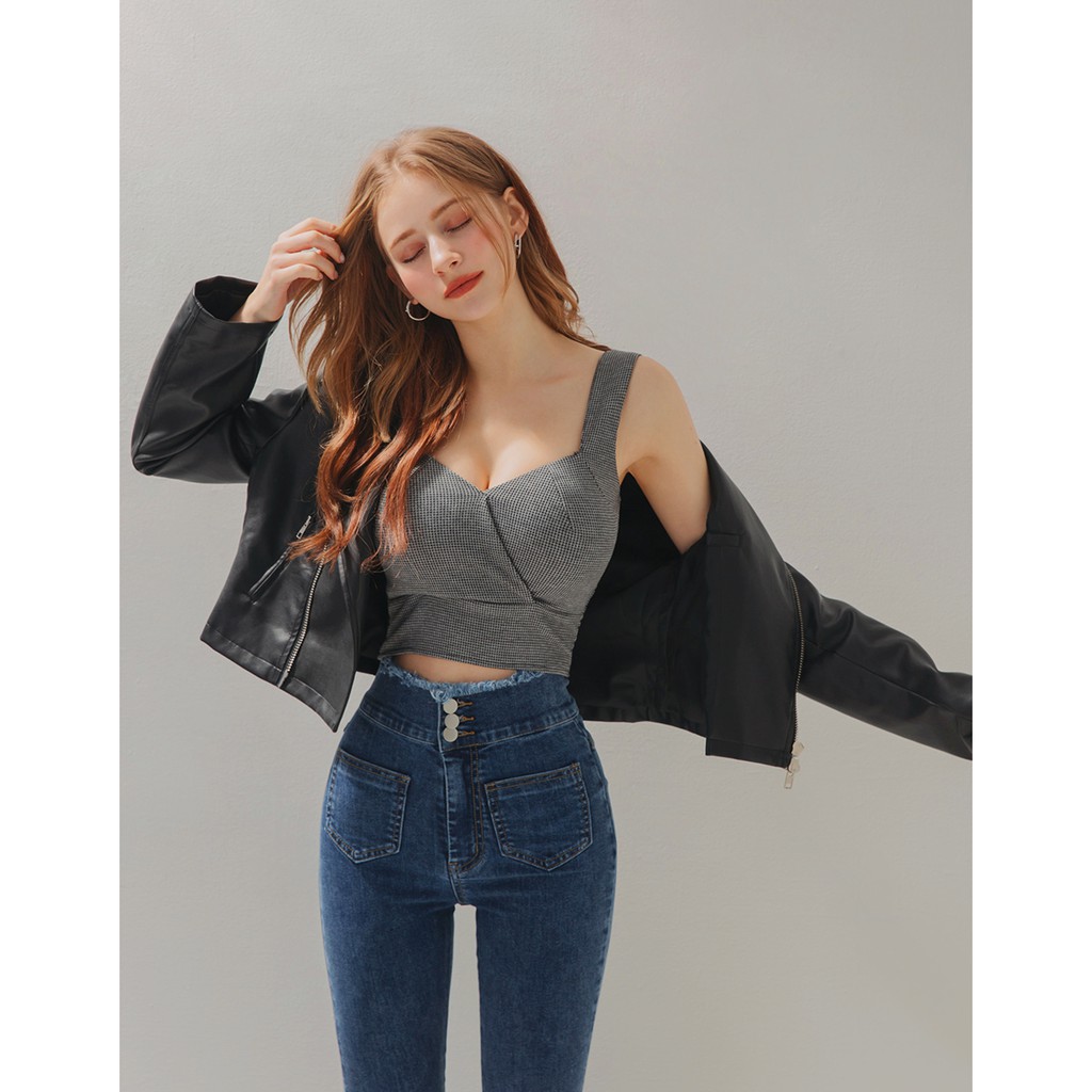 Áo croptop kẻ caro không tay dáng ôm nữ Air Space 2040121081 | BigBuy360 - bigbuy360.vn