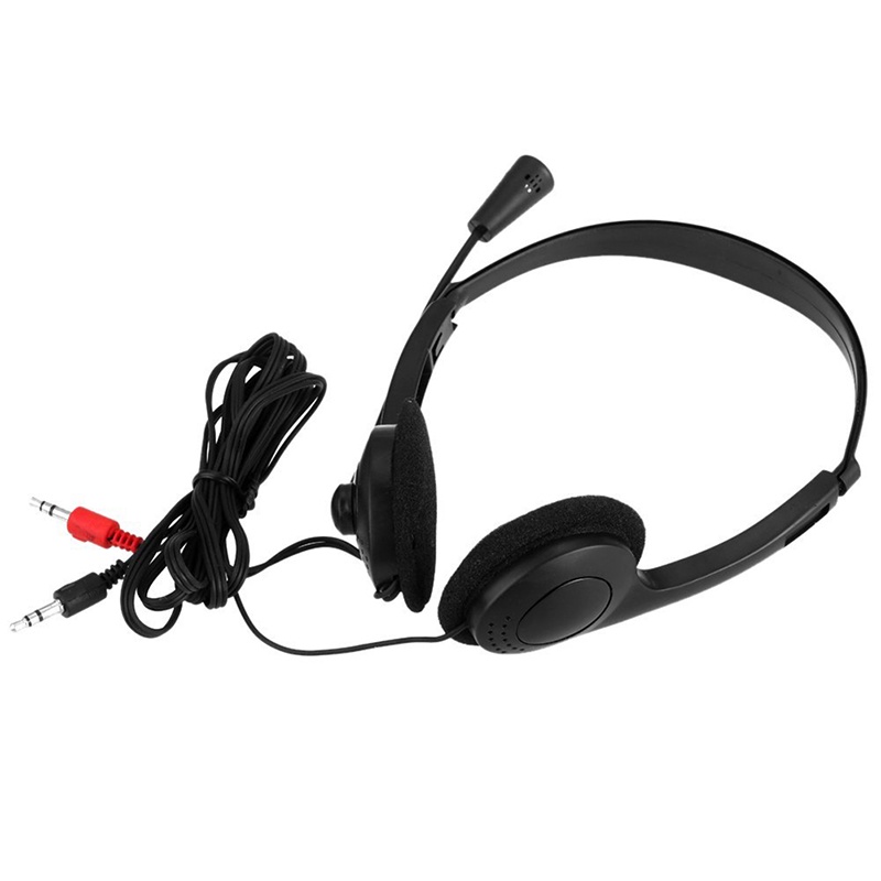 3.5mm  Wired Stereo Headset Noise Cancelling Earphone  with  Microphone Adjustable Headband for Computer Laptop Desktop，Black lemall