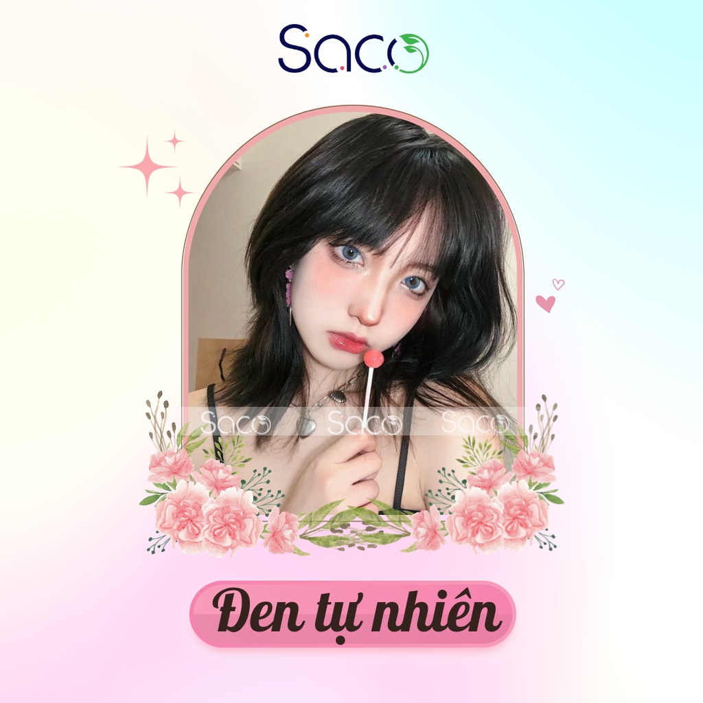 Lược nhuộm tóc thần thánh Saco màu Đen Tự Nhiên có phủ bạc chai 400ml