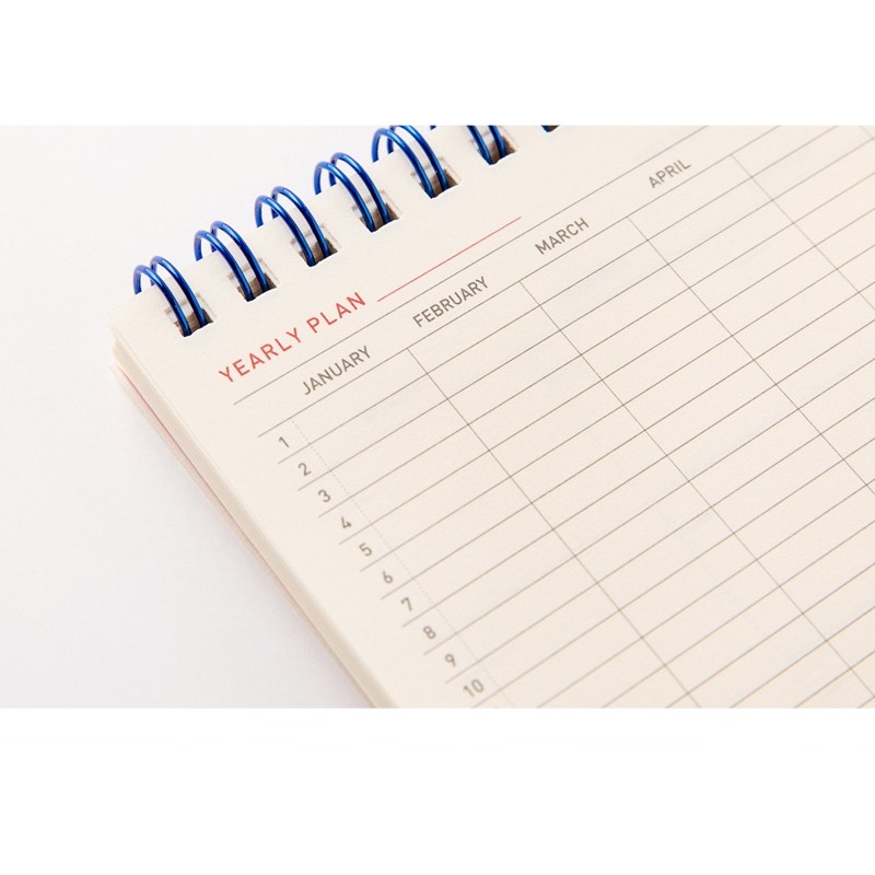 Sổ Tay Lò Xo ARTBOX Hàn Quốc Viết Kế Hoạch Hàng Tháng Bìa Màu Hồng Còng Xanh Dương Nổi Bật