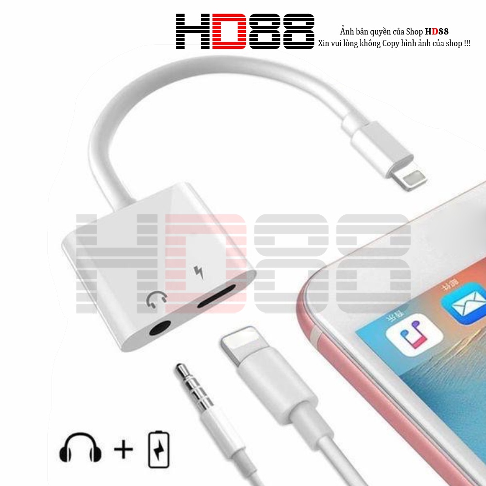 Jack chia cổng sạc sang giắc 3.5 mm + cổng sạc ,kết nối bluetooth,CÓ MIC-A10