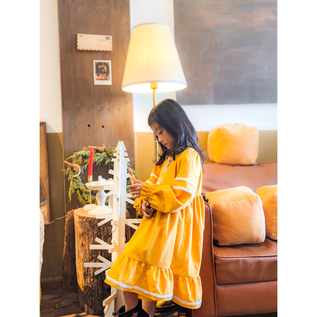 Váy Bé Gái Emily Màu Vàng Phong Cách Boho BEBAE KIDSWEAR