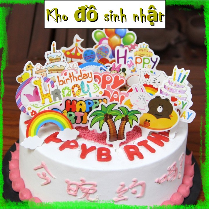 Túi 50 hình giấy Happy birthday Bánh Nhỏ - Trang trí bánh kem,bánh sinh nhật