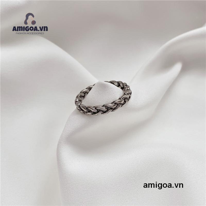 ✨✨Nhẫn Thiết Kế Chuỗi Xích Xoắn Phong Cách Retro Cho Nam Và Nữ