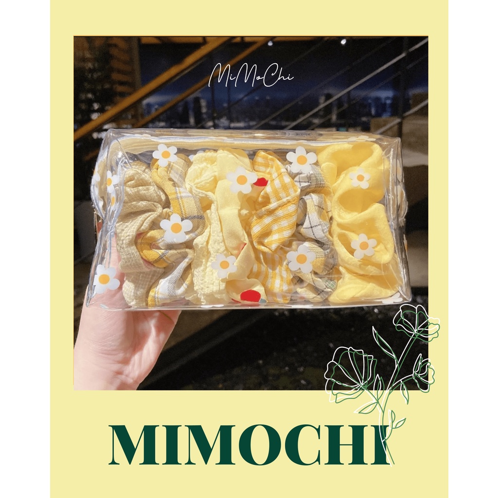 MIMOCHI s.h.o.p I Combo 6,7 Dây Cột Tóc Vải Nhiều Màu Phong Cách Vintage Độc Đáo Không Hộp Đựng. D6TONGHOP