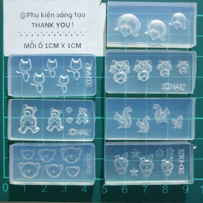 Khuôn mèo-chó- sóc - gấu _cá _búom - nail- resin Động Vật dễ thương-DV01 🦁🐶🐮🐱🐿🧸