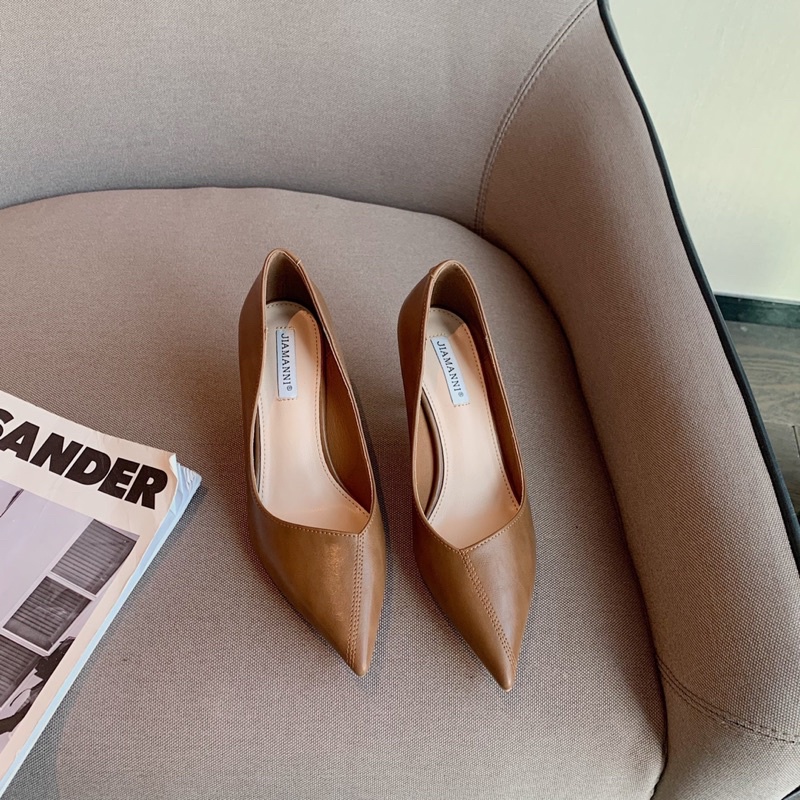 HÀNG FULL BOX CÓ SẴN❤️ Giày da mềm gót nhọn 5cm