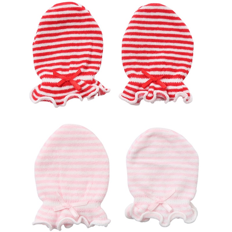 Set 2 Đôi Găng Tay Cotton Bảo Vệ Chống Xước Cho Bé Sơ Sinh