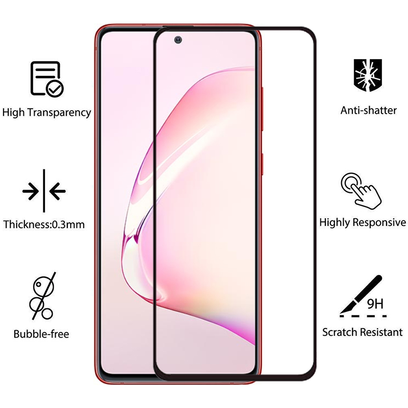 Tempered Glass Full Screen Protector For Samsung Galaxy Note 10 Lite / Note 10 / S10 Lite / M31 / A31 / A51 / A71 / A01 / A50S