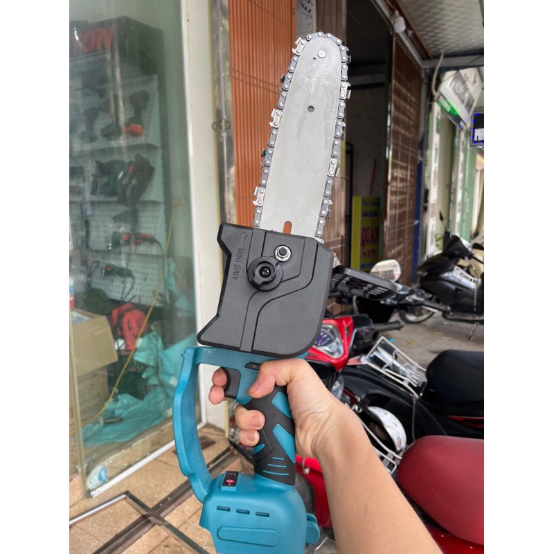 Máy cưa xích lưỡi dài 22cm cưa cắt cành cây bằng pin tiện lợi