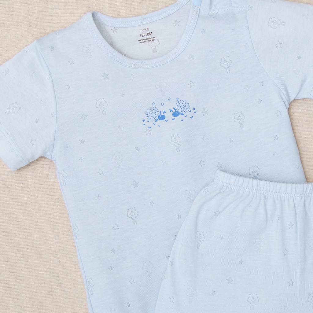 Bộ Quần Áo  Nous Cài Vai giu nhiệt Xanh Nhạt (Size 3-6 Tháng Đến 18-24 Tháng)
