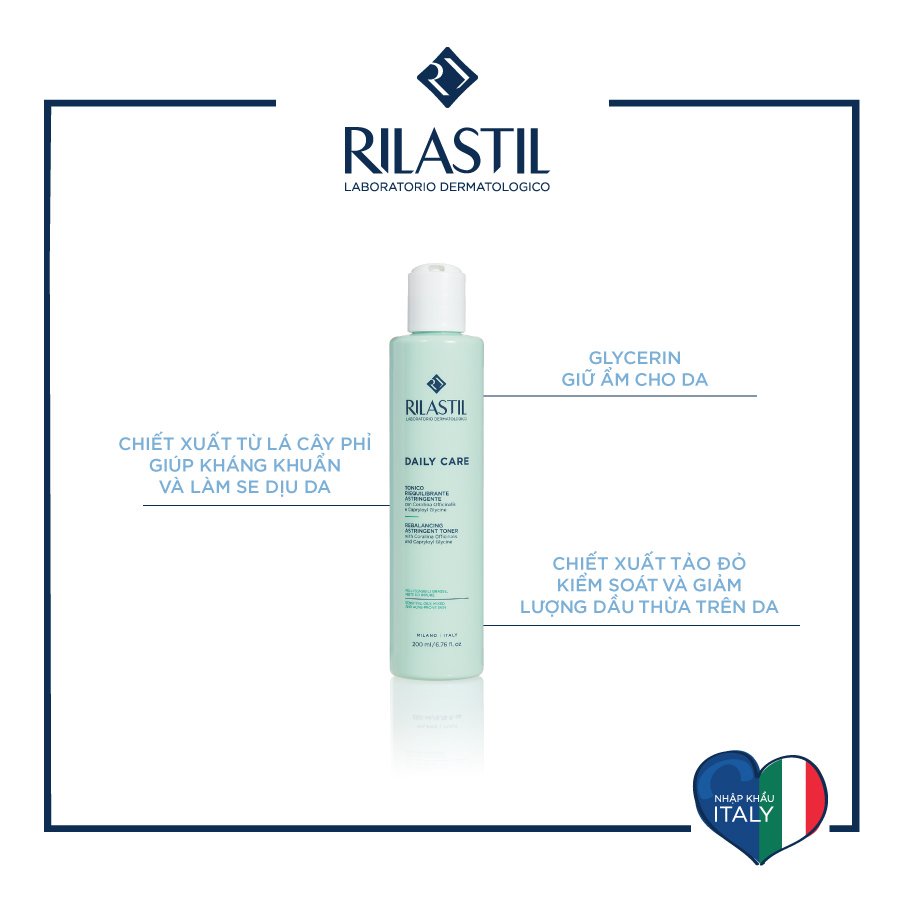 NƯỚC CÂN BẰNG DỊU NHẸ DÀNH CHO DA DẦU MỤN VÀ HỖN HỢP THIÊN DẦU - RILASTIL REBALANCING ASTRINGENT TONER