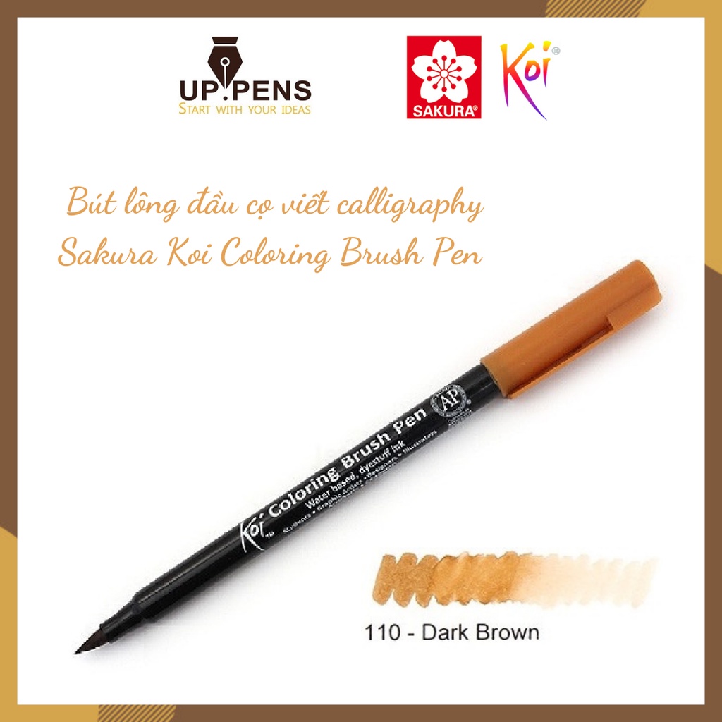 Bút lông đầu cọ viết calligraphy Sakura Koi Coloring Brush Pen – Màu nâu đậm (Dark Brown)