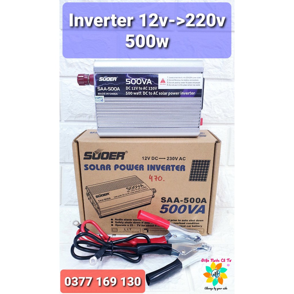 Inverter 12V lên AC 220V 500W và 600w (SAA-500A 500W)