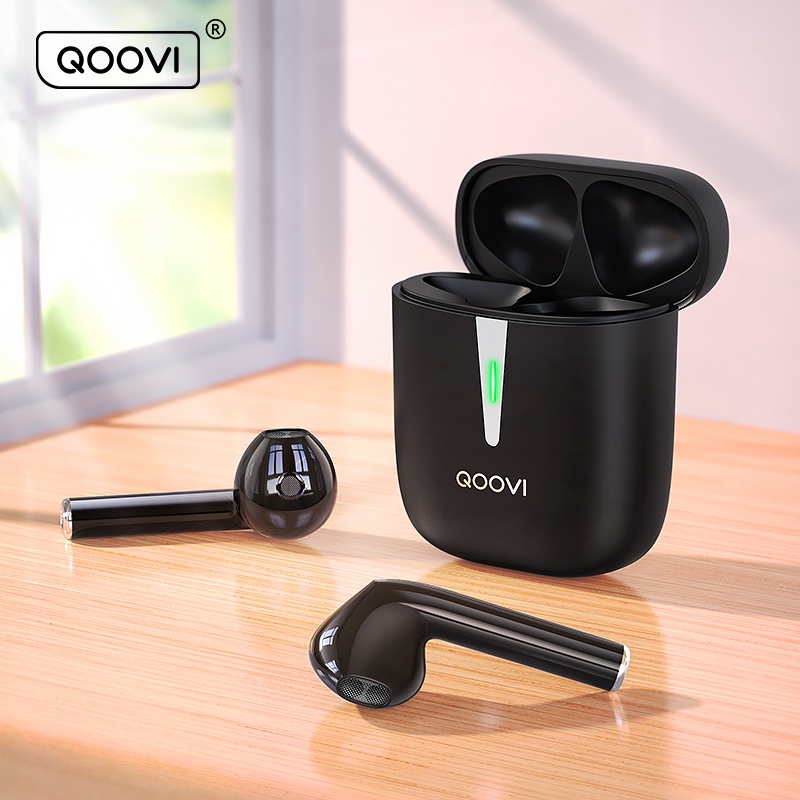 Tai nghe nhét tai không dây QOOVI TWS bluetooth âm thanh nổi HD tích hợp mi cờ rô điều khiển cảm ứng