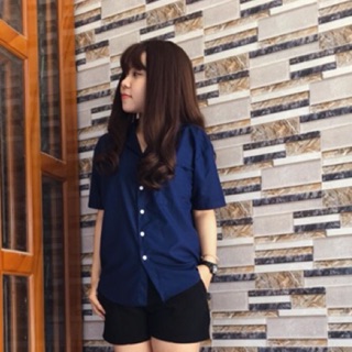Áo Sơ mi oversize cổ vest tay ngắn