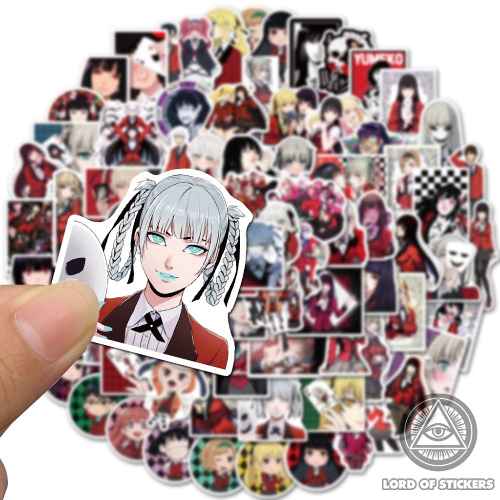 Set 100 Hình Dán Kakegurui Sticker Anime Manga Chống Thấm Nước Trang Trí Mũ Nón Bảo Hiểm, Ván Trượt, Laptop, Vali, Sổ
