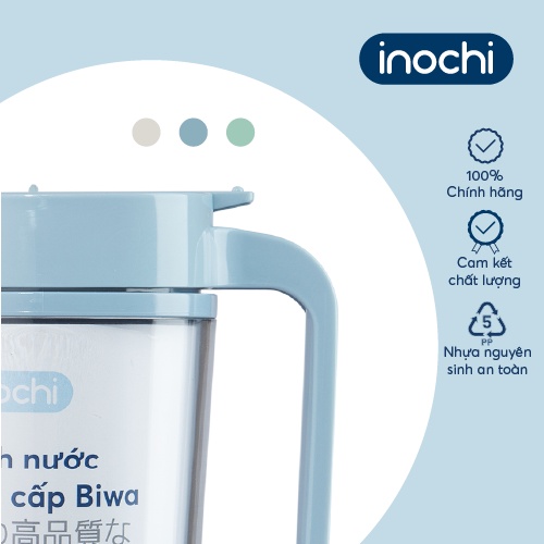 Bình nước cao cấp Inochi - Biwa 1.2L Xanh bạc hà/Trắng kem