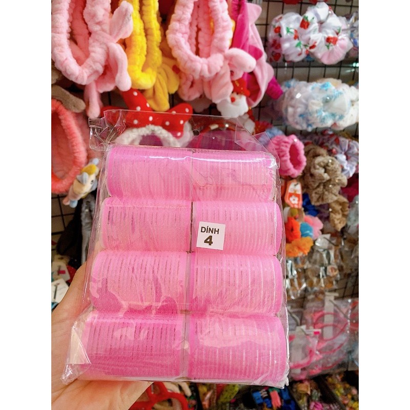 Lố lô uốn dính 8 cái màu hồng size to