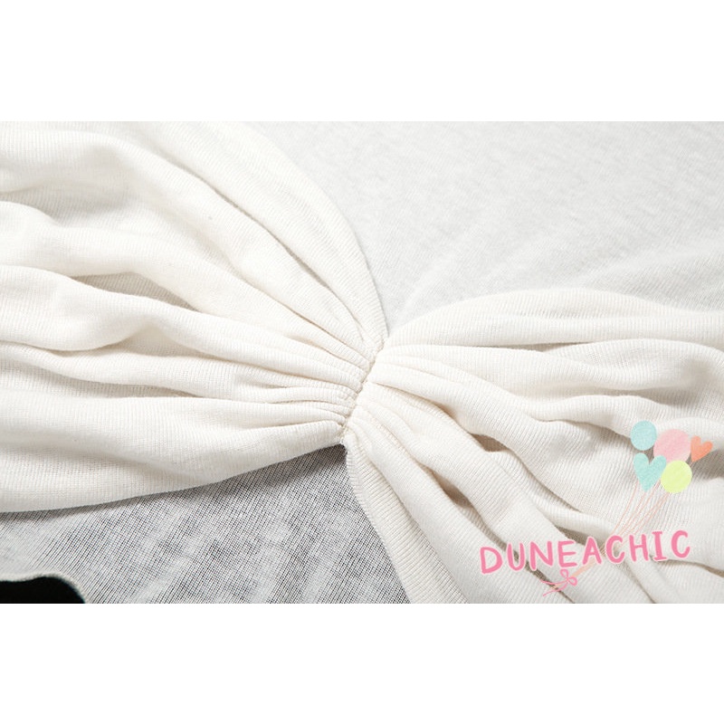 DUNEA Áo croptop tay dài xếp ly quyến rũ cho nữ