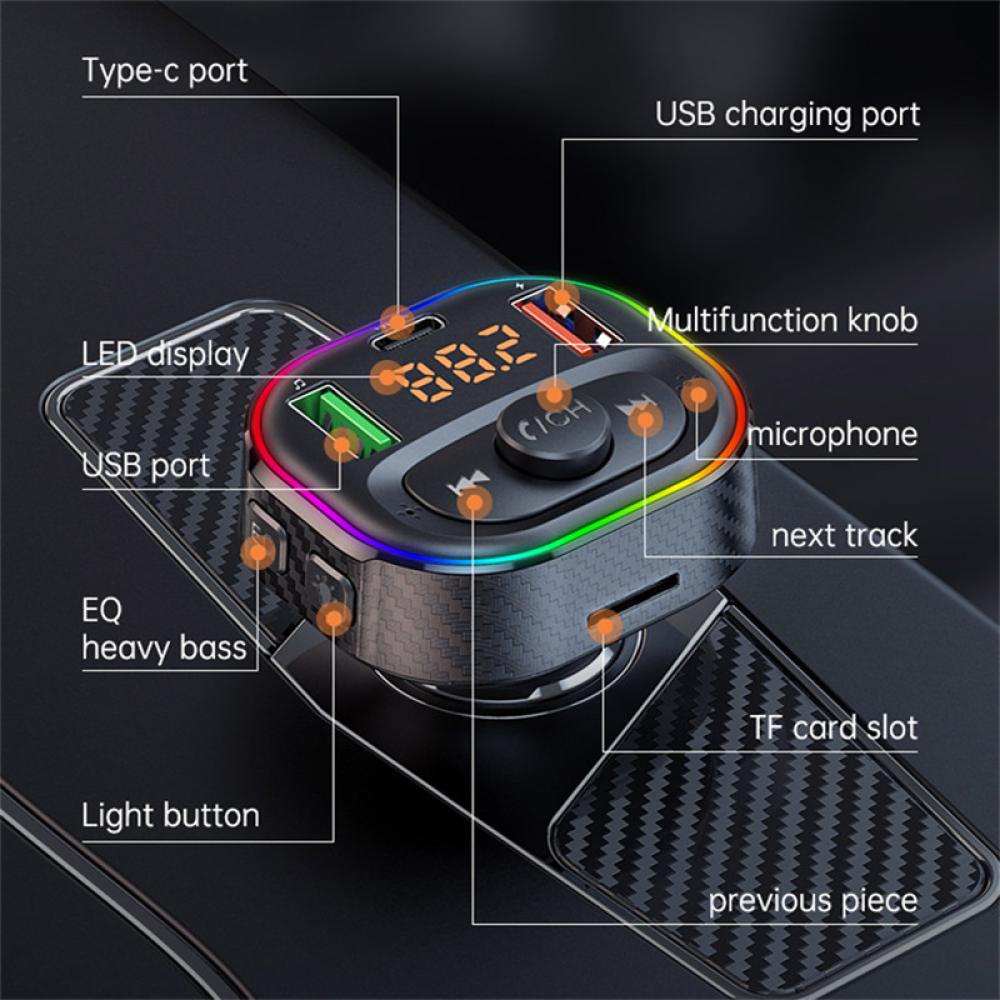 Tẩu Sạc Nhanh USB QC3.0 Kết Nối Bluetooth 5.0 FM MP3 Loại C PD 20W Cho Xe Hơi