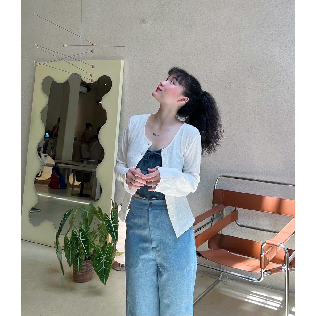 Áo croptop 2 dây thun rút thời trang GAGO màu xanh dương GA4120