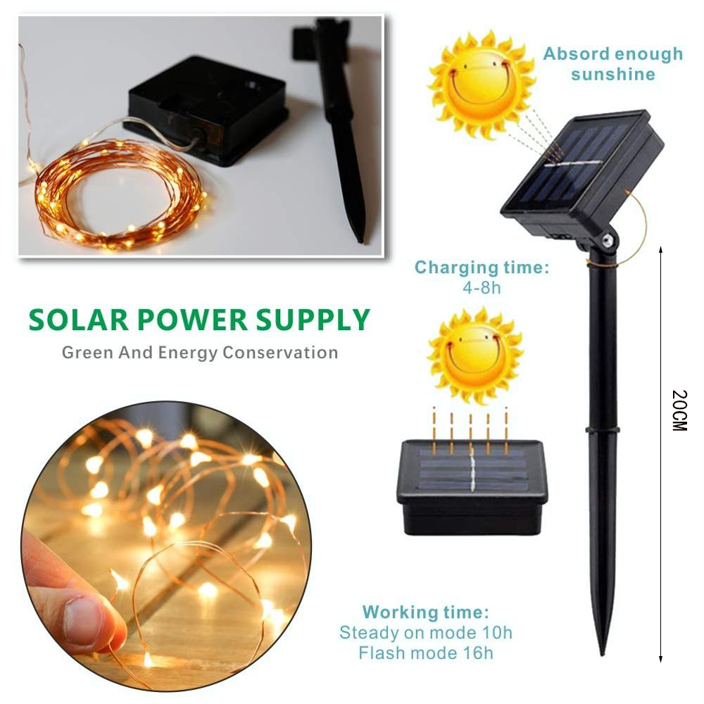 Dây đèn 100/ 200 LED chống thấm nước 10m/ 22m 33ft dành cho trang trí nhà cửa