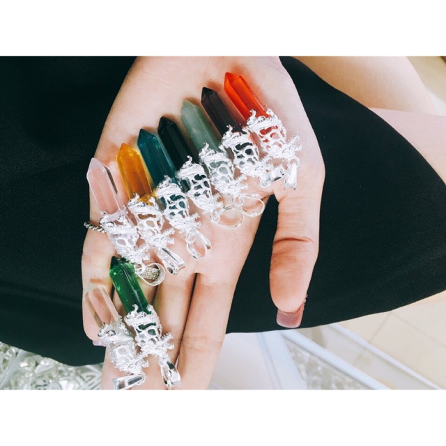 Mặt dây hình ngòi bút quấn rồng bạc nmj