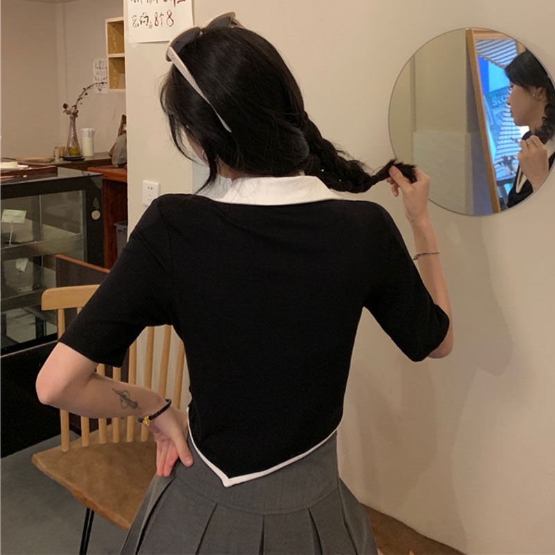 Áo thun polo Yeya phối dây rút cá tính cho nữ