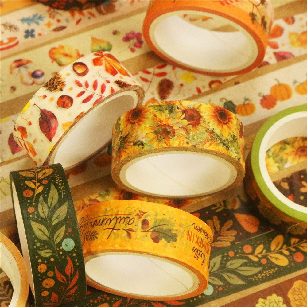 LAYOR1 Bộ 10 Cuộn Băng Keo Washi Hình Lá Rơi Chất Lượng Cao DIY