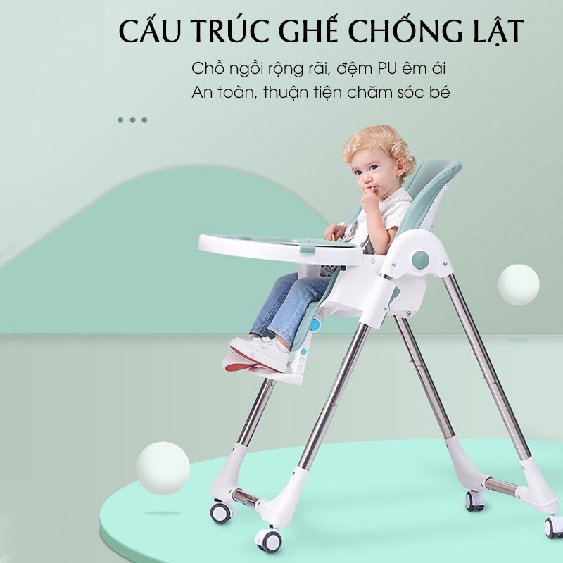 Ghế ăn dặm cho bé cao cấp V-Baby Grow 806 và GA002 - Có thể gấp gọn - Nâng hạ độ cao dễ dàng